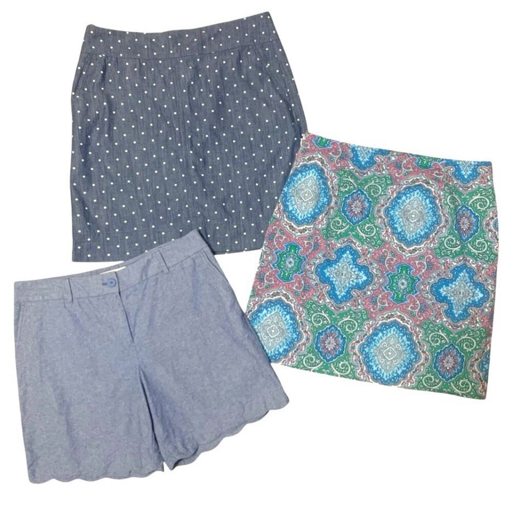 Talbots Size 10 Summer Bottoms Lot Chambray Polka Dot Paisley Skirts Shorts